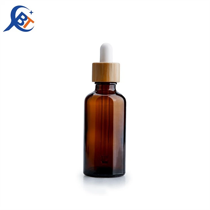 Amber Boston Round Glass Essence Bottle