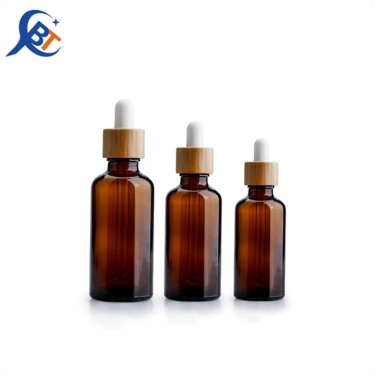 Amber Boston Round Glass Essence Bottle
