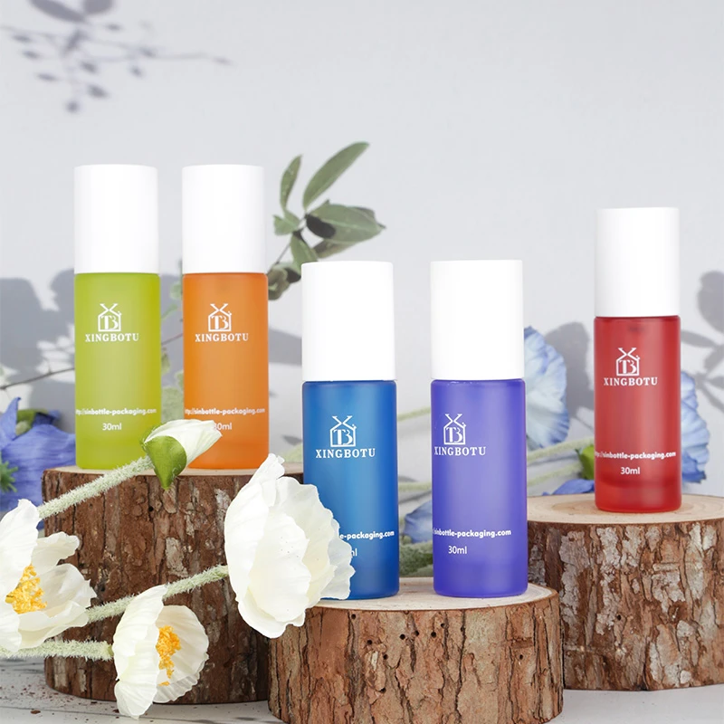 Sinbottle Customized Cosmetic Lotion Pump Straight Round Glass Bottle 30ml Glass Foundation Bottle