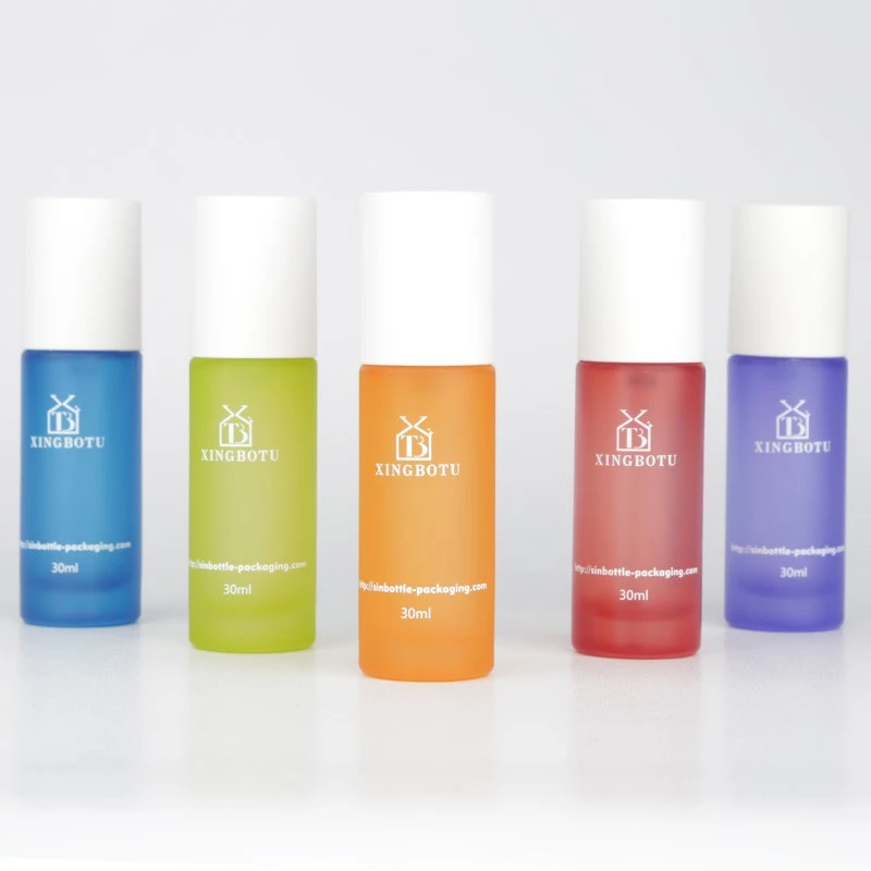 Sinbottle Customized Cosmetic Lotion Pump Straight Round Glass Bottle 30ml Glass Foundation Bottle