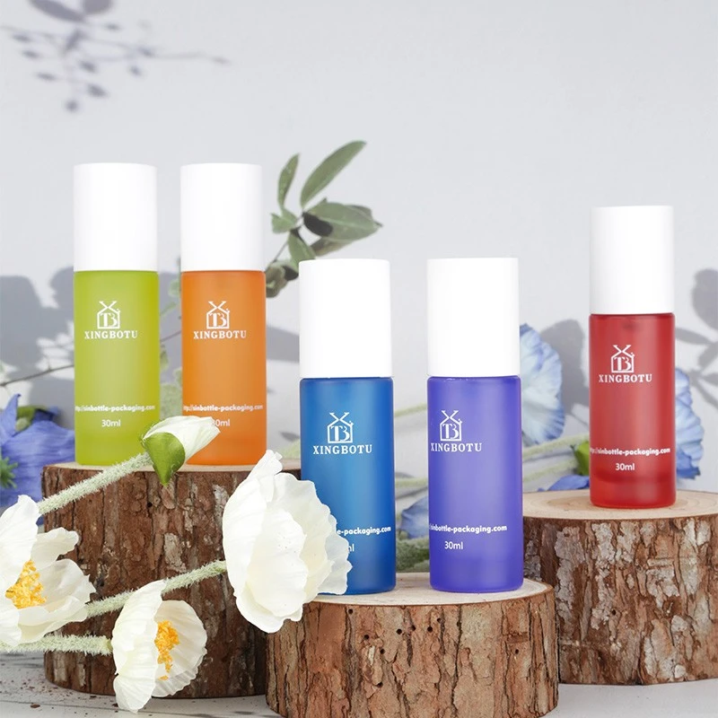 Sinbottle Customized Cosmetic Lotion Pump Straight Round Glass Bottle 30ml Glass Foundation Bottle